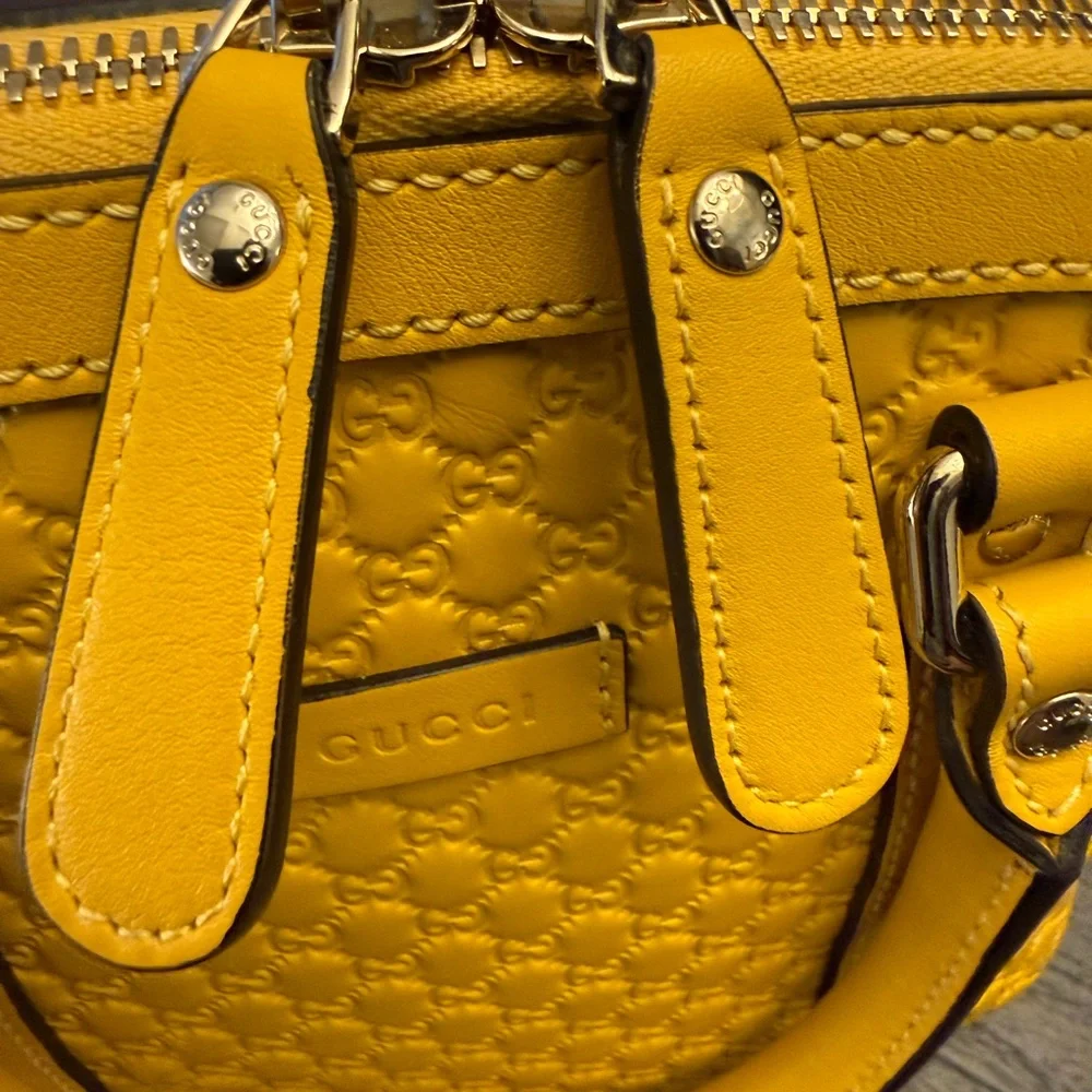 Gucci Mustard Yellow Embossed Satchel - Picture 8 of 11